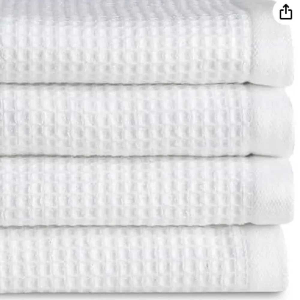 Brand New Cozy Earth Textured Waffle & Weave Washcloths (4) White